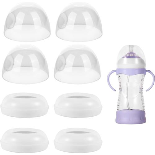 8 Pièces Anneaux Et Bouchons De Biberon, Comprenant 4 Couvercles À Biberons Et 4 Anneaux À Vis Pour Biberon Sans Bpa Remplacement Des Bouchons De Biberon Mam Compatible Avec Philips Avent