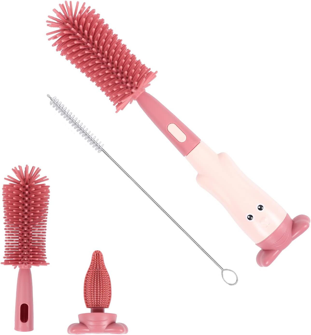 Goupillon Biberon Silicone 3 En 1 Brosse Biberon Bébé Avec Nettoyage Biberon Brosse, Brosse Tétine Et Brosse Paille, Multifonction Brosse Biberon Pour Biberon,Sans Bpa Durable Et Sans Rayures(Rouge)