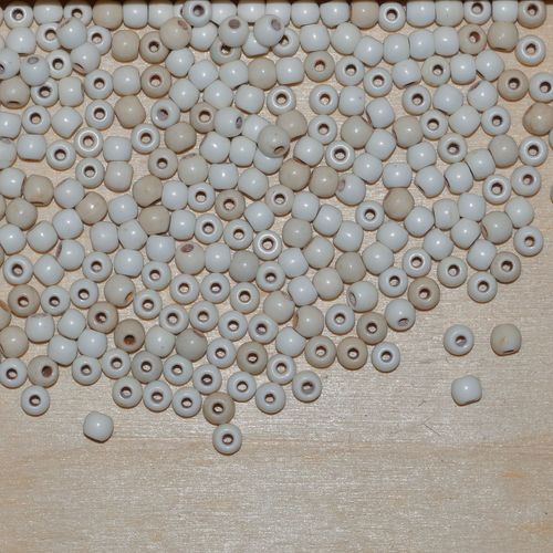 Lot De 100 Perles Rondes 4mm En Pierre Naturelle Beige Écru