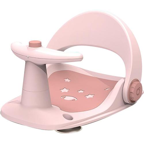 Siège de Bain, Bath Seat Fauteuil de Bain,Ultra Confort Chaises de Douche de Bébé Avec Ventouses Puissants Poignée de Volant, AntidéRapant, Pour Bébés de 6 à 18 Mois (ROSE)