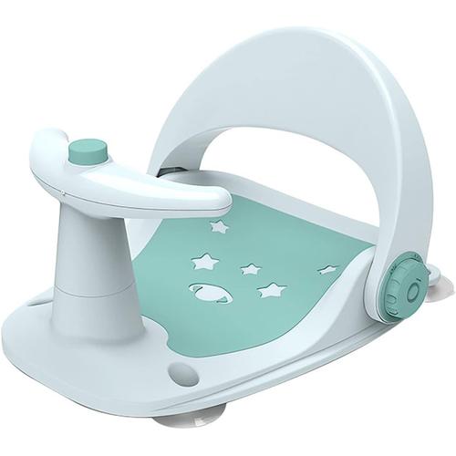 Siège de Bain, Bath Seat Fauteuil de Bain,Ultra Confort Chaises de Douche de Bébé Avec Ventouses Puissants Poignée de Volant, AntidéRapant, Pour Bébés de 6 à 18 Mois (BLEU)