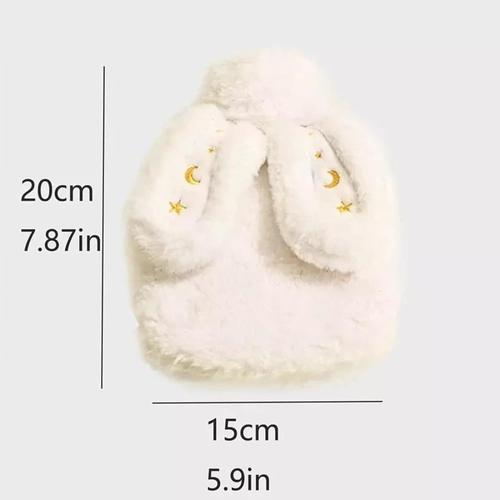 Sac chauffant avec peluche pour lésions ou coliques Blanc 500 ml avec doublure Bouillotte Eau Chaude, Bouillotte Enfant Peluche, Bouillotte Peluche avec Mignon Housse en Peluche Amovible