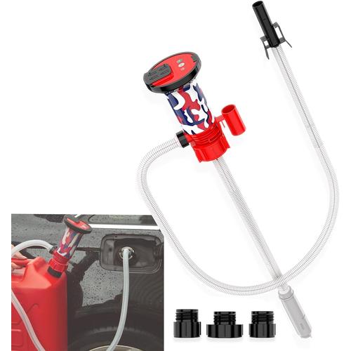 Pompe Carburant Électrique avec Stop Automatique,Pompe Diesel, Pompe de Transfert de Liquide avec Adaptateur 3 Tailles, Pompe à Bidon avec Tuyau de Transfert de 50"" - 2.4 GPM, Alimentée par piles AA