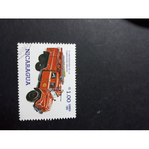 Timbre Pompiers Véhicule Camion Nicaragua Tp11