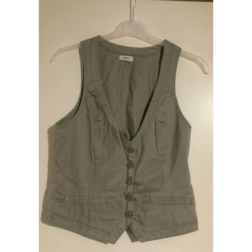 Gilet Sans Manche Barman Bolero Kaki Clair T40