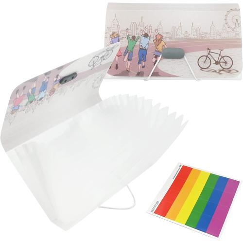 Trieur De Fichiers 13 Pochettes A6 Avec Étiquette Arc-En-Ciel Extensible Accordéon Classeur Pochettes Boîte De Rangement Portable Porte-Documents Pour Documents, Billets, Cartes, Coupons