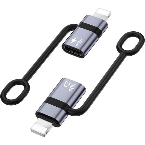 Adaptateur USB C vers Lightning, adaptateur Lightning OTG, convient pour la connexion entre téléphones portables, tablettes et lecteurs flash USB, microphones, lecteurs de cartes, cartes son, souris