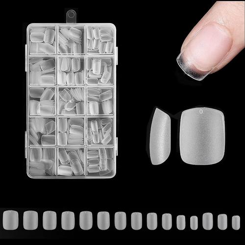 360 Pièces 15 Tailles Capsules Ongles, Ongle Pose Americaine Extra Courte Mat Faux Ongles En Gel Couverture Complète, Prothésiste Ongulaire Débutant, Nail Art Cadeau 