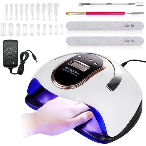 168w Lampe Uv Led Séchoirs À Ongles, Lampes À Sèche-Ongles Professionnelle Avec 4 Minuteries 10/30/60/99s, Écran Lcd, Capteur Automatique, Pour Durcir Le Vernis À Ongles En Gel, Avec 2 Lime À Ongles 