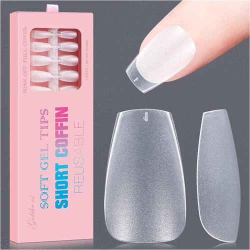 Capsule Americaine Ongle Courte Pose Américaine Ongle Court Ballerine Mat 300pcs 15 Tailles Faux Ongles En Gel Couverture Complète, Prothésiste Ongulaire, Débutant, Nail Art 