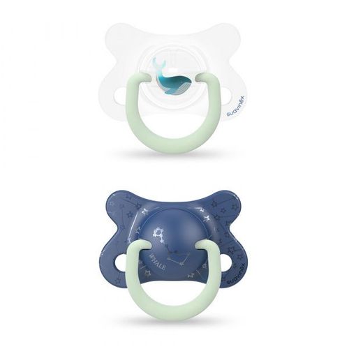 Lot De 2 Sucettes Réversible 2/4 Mois Night&day Baleine Bleu