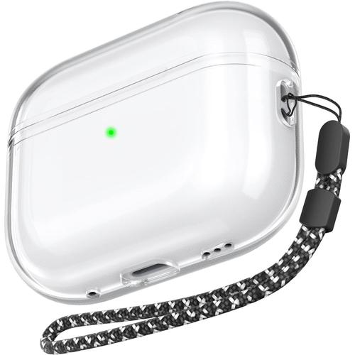 Transparente Coque (USB-C/Câble Lightning) [Anti-jaunissement] avec Dragonne Conçue Housses Protection TPU Souple pour Apple AirPods Pro 2e Gén 2023/2022 Étui Chargement (Clear)