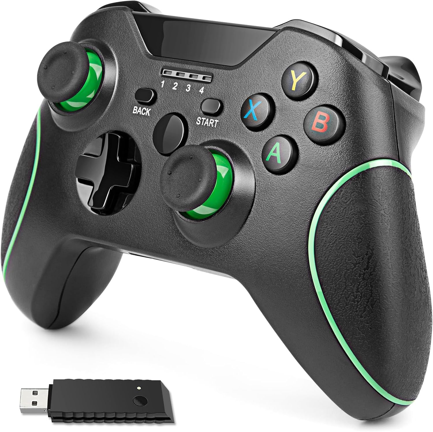 Xbox Controller, Manette Sans Fil Pour Xbox One/One S/One X/One Elite, Xbox Series S/X, Pc Windows 7/8/10 Avec Adaptateur Sans Fil 2.4g, Double Vibration, Sans Prise Casque (Noir)