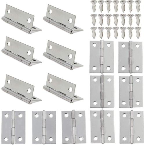 30 pcs 5,1 cm pliable Charnières en acier inoxydable meubles de maison matériel Armoire Charnières avec vis 120 pcs