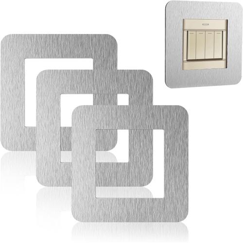 Lot de 3 protections d'interrupteur pour mur, interrupteur, papier peint, pour 1 prise et interrupteur, autocollant pour la décoration de la maison (argenté)