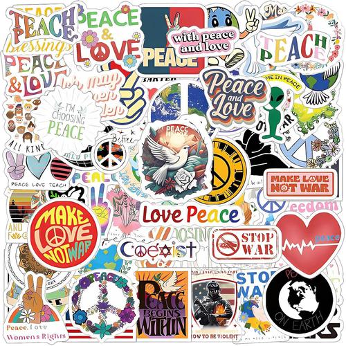 Lot De 60 Autocollants Love World Peace - En Vinyle Imperméable - Pour Personnaliser Votre Ordinateur Portable, Guitare, Skateboard, Graffiti