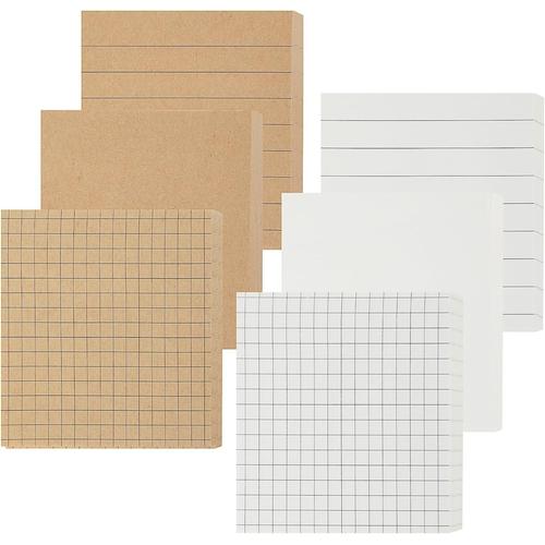 notes adhésives, 6pack 3 x 3 pouces notes autocollantes en papier de protection des yeux, Kraft notes adhésives blocs de notes autocollantes blocs mémo pour souvenirs bureau maison (480 feuilles)