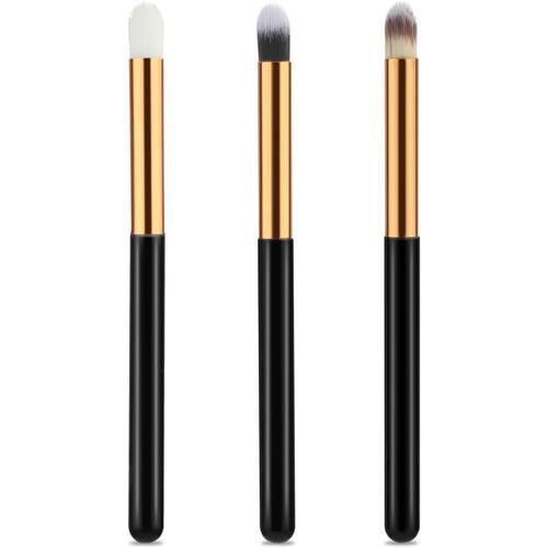 Lot De 3 Pinceaux De Maquillage Professionnels Ronds Pour Fard À Paupières, Correcteur De Cernes, Fard À Paupières, Pinceau Estompeur Pour Contour Des Yeux, Contour Du Nez 