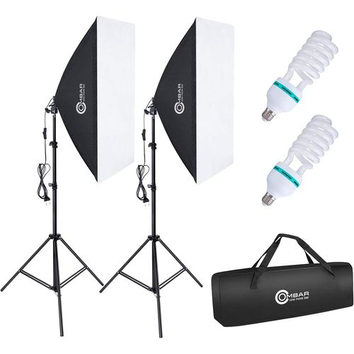 135W Softbox Kit clairage Avec 2 Softbox 50X70Cm Et 2 Ampoules E27 5500K, Kit D'clairage Photographie Avec Un Sac De Transport Pour Portrait, Objet, Photo De Mode Et  L`Enregist[HDM5234280]
