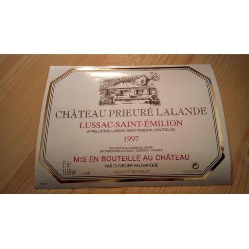 Étiquette De Vin Château Prieuré De Lalande Lussac Saint Émilion 1997 Neuve