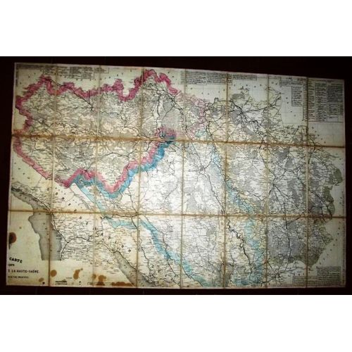 Carte Ancienne Province De La Haute Saône Plastifiée Dimensions 90x63cm.