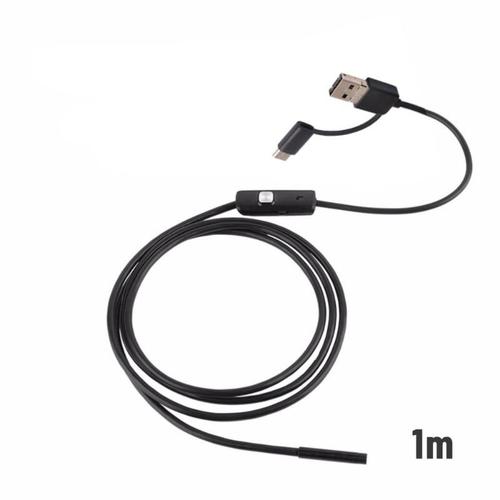 Mini Endoscope USB Haute exposée avec 6 Lumières LED spatirées, Détecteur, Caméra d'Inspection, Fil Flexible, Micro Caméras 3 en 1