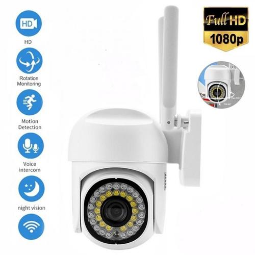 Caméra de surveillance murale HD 1080p, dispositif de sécurité sans fil, étanche, avec détection de mouvement et rotation à 360 degrés
