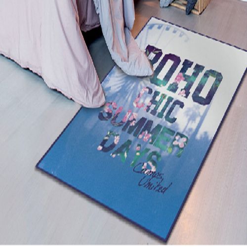 Tapis Enfant 60x90 Rectangle Tissé Bleu Boho