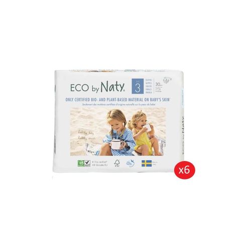 Naty - Lot De 6 Paquets De Couches Taille 3 Midi 4-9 Kg 30 Pcs