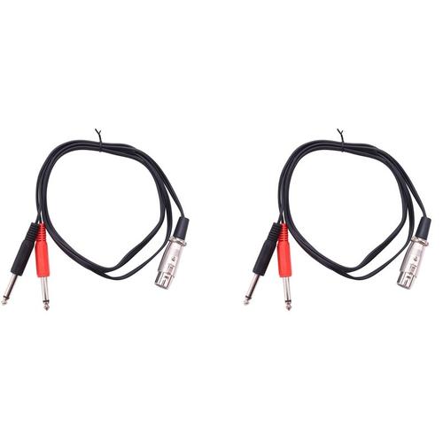 2X Prise XLR Femelle pour Touristes, Mono 6.35mm, 1/4 Pouces, Mono Mâle, Prise Jack, Câble Audio Stéréo, Fil de Retenue (5 Fédération)