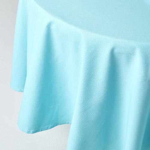 Nappe De Table Ronde En Coton Unie Bleu - 178 Cm