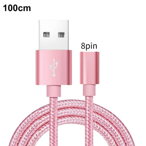 Câble de données USB en nylon pour iPhone, structure robuste, 8 broches, diviseur arc-en-ciel, chargeur, transmission