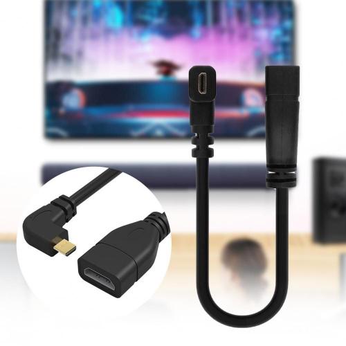 Câble adaptateur Micro HDMI à Angle droit de 20cm à 90 degrés, rallonge mâle-femelle compatible pour HDTV