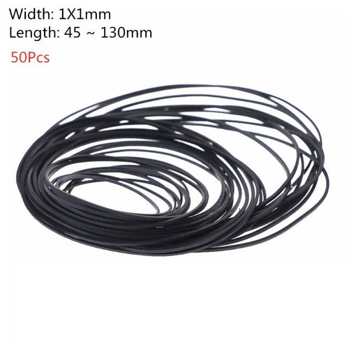 Ruban adhésif universel pour Machine, 50 pièces/sac, 1mm, assortiment de bandes plates en caoutchouc, 45-130mm pour magnétophone, baladeur