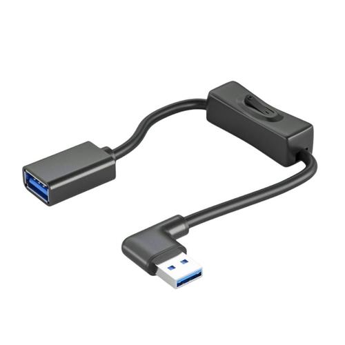 Câble USB 3.0 mâle/femelle avec interrupteur marche/arrêt, rallonge d'alimentation, Angle de 90 degrés