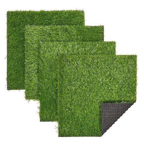 Tapis De Gazon Artificiel Carrés, Faux Patch De Gazon Pour La Décoration, Napperons, Chemin De Table (12x12 Pouces, 4 Paquets)