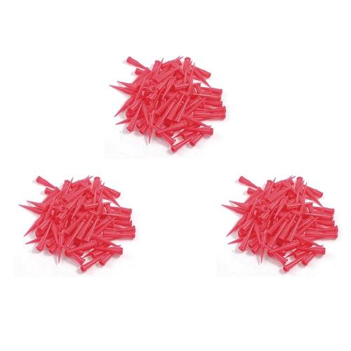 Distributeur de colle à tête d'épingle conique en plastique, jauge 25, taille d'ouverture de 0.26mm, rouge, lot de 300