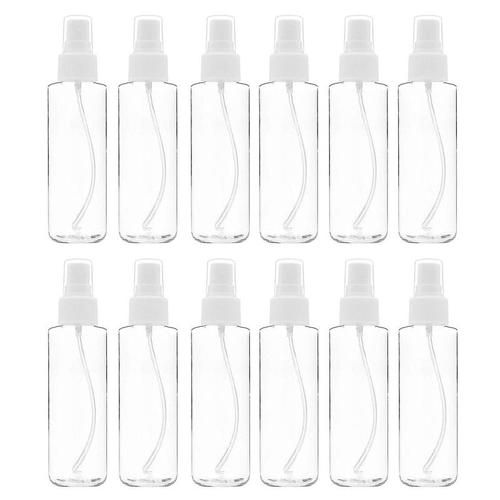 Pack De 12 Bouteilles De Pulvérisation Transparentes À Brouillard Fin De 120 Ml (4 Oz) Avec Capuchon À Pompe, Petites Bouteilles Vides Réutilisables Et Rechargeables En Plastique Pour 