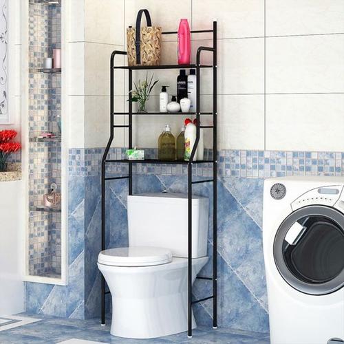 Meuble Rangement Métal Salle De Bain Toilettes Wc Noir Design Sdb 165x55x26cm