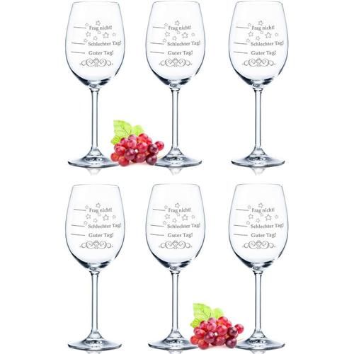 Rouge Leonardo Lot De 6 Verres À Vin ¿ Mauvaise Journée, Bonne Journée ¿ Ne Demandez Pas ! Lot De 6 Verres À Vin Rouge Et Verres À Vin Blanc ¿ Cadeau Excité ¿ Ensemble De Fête