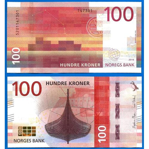 Norvege 100 Couronnes 2016 Neuf Billet Bateau Pingouin Kronor