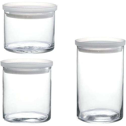 Set De 3 Pièces Verre Verre Aurance Pors Space Sauvette Clear Cuisine Cot De Stockage Conteneurs Pour Servir Du Thé,Du Café conteneur de nourriture