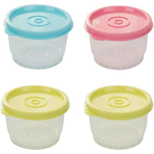 Conteneurs De Stockage De Nourriture, Peut Être For Micro-Ondes Réfrigérateur, 4pcs Petit Bac À Légumes Scellé Ronde Leakproof Cuisine Plastique Bol Boîtes À Lunch Conteneur For Aliments