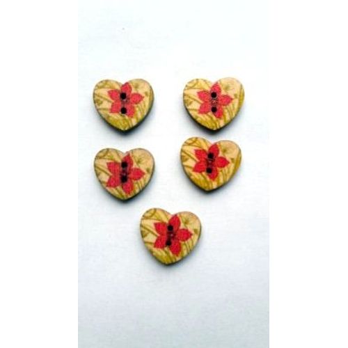 Mercerie Lot De 5 Boutons Forme Coeur
