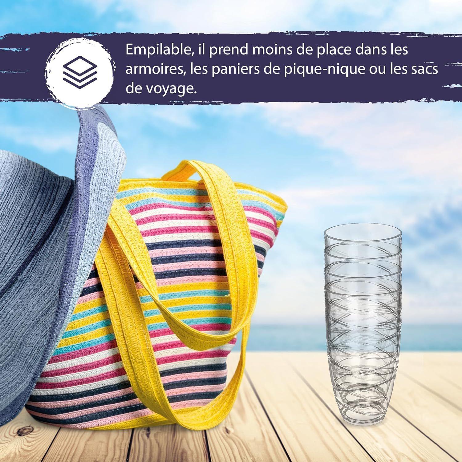 Clear Verre  Eau - Pack De 6 Verres Transparents En Plastiq... - 4