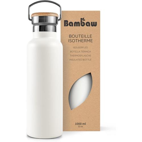 Blanc Polaire Gourde Isotherme 1l, Thermos Blanc, Gourde 1l Inox, Gourde Sport, Bouteille D¿Eau Réutilisable ¿ Blanc Polaire