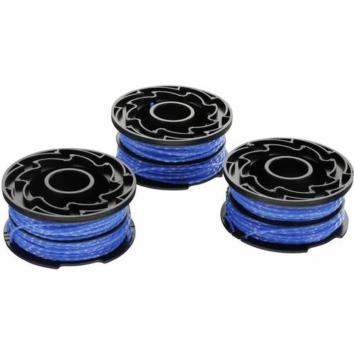 BLACK+DECKER Lot de 3 Bobines de Rechange pour Coupe-Bordures, Bobine Reflex Plus A Déroulement Automatique, 3 x 12 m de Fil en Nylon, Fil de ¿1,5 mm, A6441X3-XJ Bleu goodnice