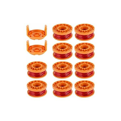 10Pcs Bobines Fil pour Débroussailleuses 3 m/1.65mm en Nylon Ligne de Bobines de Rechange WORXWG163 WG180 WG175 WG150 WG160 avec 2 Capuchons de Coupe Bobine de Fil de Coupe pour Tondeuse à Gazon goodnice