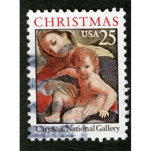 Timbre Oblitéré Usa, Christmas, Carracci, National Gallery, 25