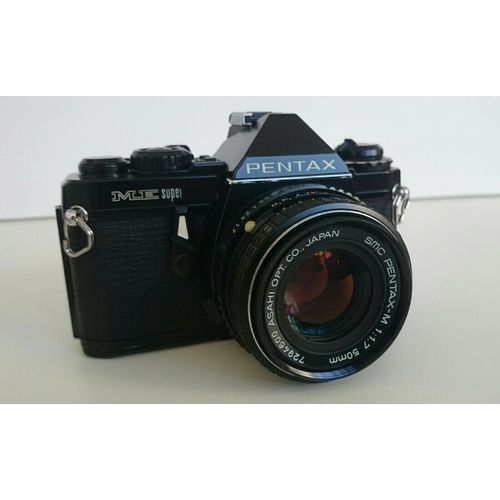 Pentax Me Super noir + Objectif Pentax 50mm F1.7 et flash Pentax af200t